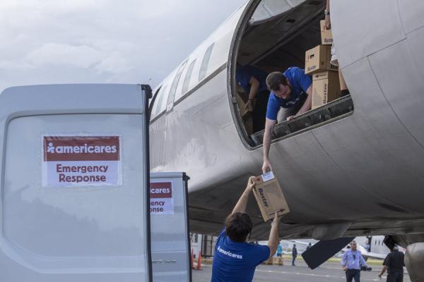 Baxter-donated products arriving in Puerto Rico with Americares Emergency Response Flight Baxter-donated products arriving in Puerto Rico with Americares Emergency Response Flight. Photo Credit: Alejandro Granadillo/Americares.